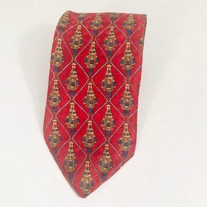 Christian Dior Red Pattern 100% Silk Men's Tie